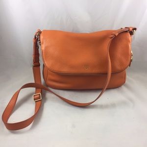 Fossil Orange Leather Cross Body